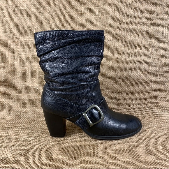 Born boots booties black buckle straps calf high leather women size 10 - Picture 4 of 11